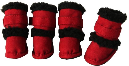 Pet Life — Shearling Duggz Dog Shoes — Warm Protective Foot Coverings with Cushioned Soles for Safety Comfort and Cold-Weather Outdoor Wear (Size: X-Small)