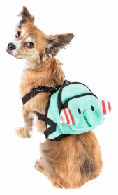 Pet Life — Cartoon Dog Harness Backpack — Cotton Dual Pocket Breathable Mesh Adjustable Straps Elephant Design Comfortable Durable Adventure Walking (Size: small)