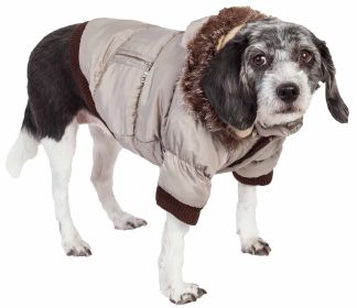 Pet Life — Metallic Fashion Dog Parka — Insulated Warm Winter Coat Removable Hood Stylish Comfortable Fit Outdoor Protection Small Medium Large Dogs (Size: X-Large)