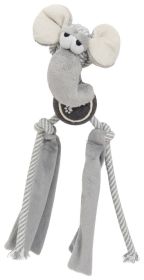 Pet Life — Tennis Pawl — Rope Squeaker Crinkle Tennis Dog Toy Durable Fetch Play Training (Color: Grey)