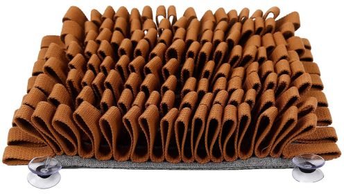 Pet Life — Sniffer Grip Suction Snuffle Mat — Interactive Anti Skid Design Machine Wash Cognitive Development Enrichment Durable Training Aid (Color: Brown)