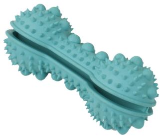 Pet Life — Denta Bone TPR Treat Dispensing Dental Dog Toy — Chewing Gum Massage Plaque Removal Cognitive Enrichment Durable Play (Color: Blue)