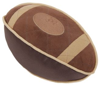 Pet Life Pugskin Football Dog Toy Durable Oxford Nylon Squeaky Real Laces (Color: Brown)