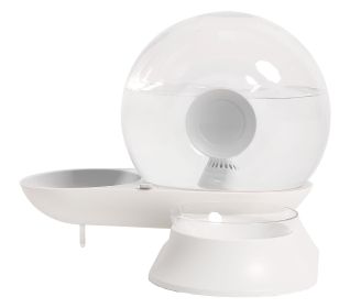 Pet Life Auto Myst Water Dispenser Food Bowl Gravity Feed Dual Station (Color: Grey)
