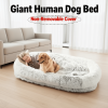 Human Sized Orthopedic Dog Bed Washable Faux Fur Bolster Lounge Cushion CCS