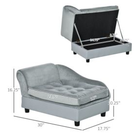 PawHut Luxury Small Dog Bed Hidden Seat Storage Modern Upholstered Sofa (Option: Grey)