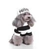 Pet Life Inmate Dog Costume Striped Retro Prisoner Uniform Matching Cap Set