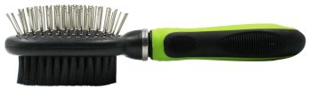 Pet Life Flex Series Grooming Dog Brush Dual Sided Stainless Pin Nylon Bristle