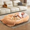 Unbranded — Extra Large Human Dog Bed Orthopedic Egg Crate Foam Waterproof Faux Plush Cover Anti Slip Bolster Blanket Pillow Storage Pockets