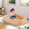 Human Sized Orthopedic Dog Lounge Bed Cushion Blanket Pillow Set CCS