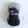 Homeilteds Denim Dog Booties Faux Fur Trim Star Zipper Winter Boots Rubber Soles