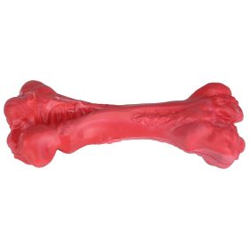 Unbranded — Aggressive Chewer Dog Bone Durable Beef Flavored Rubber Chew Toy Strong Chewers Healthy Chewing Habits Light Dental Support (Option: RedWhite_L)