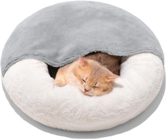 MEWOOFUN — Enclosed Dog Bed — Cave Washable Blanket Non-Slip Base Comfort Cotton Hooded Cozy Nesting Indoor Soft Supportive Durable Design (Option: QCP207)