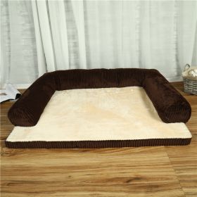 Corduroy Dog Sofa Orthopedic High-Density Sponge Non-Slip Bolster Mat CCS (Option: Coffee-Bilateral-S)