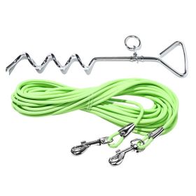 Heavy-Duty Dog Tie Out 30ft Cable Ground Stake Waterproof PVC Coated CCS (Option: Fluorescent green-9M)