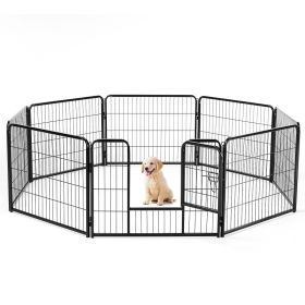 Dog Exercise Pen Metal Foldable Multi-Height 8-16 Panel Modular Yard Enclosure CCS (Option: 8x24Single door)