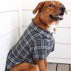 Doggie Design Flannel Dog Shirt Dark Gray Pink Plaid Button Up