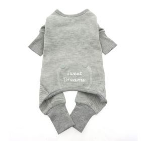 Doggie Design Sweet Dreams Thermal Pajamas Cozy Waffle Knit Sleepwear Gray (Color: Alloy Gray, Size: X-Small)