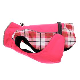 Alpine — All Weather Waterproof Dog Coat — Reflective Warm Fleece Lined Adjustable Fit Weatherproof Adventure Outerwear Small Medium Large Dogs (Color: Raspberry Plaid, Size: X-Small)