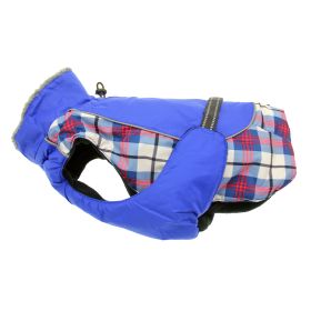 Alpine — All Weather Waterproof Dog Coat — Reflective Warm Fleece Lined Adjustable Fit Weatherproof Adventure Outerwear Small Medium Large Dogs (Color: Royal Blue Plaid, Size: X-Small)