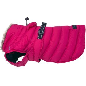 Doggie Design Alpine Extreme Weather Puffer Jacket Fleece-Lined Insulated Winter Coat (Color: Pink Peacock, Size: X-Small)