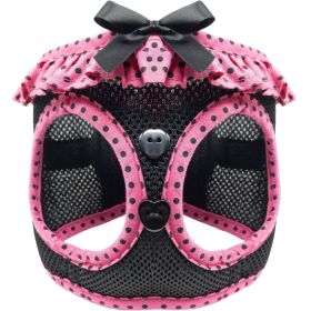 Doggie Design American River Harness Polka Dot Choke-Free Breathable Air Mesh Step-In Vest (Color: Hot Pink and Black Polka Dot, Size: X-Small)
