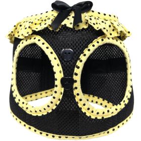 Doggie Design American River Harness Polka Dot Choke-Free Breathable Air Mesh Step-In Vest (Color: Yellow and Black Polka Dot, Size: X-Small)