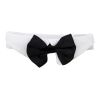 Doggie Design — White Collar Bow Tie — Removable Black Satin Stylish Formal Accessory Comfortable Fit Dress Up All Occasion Wear