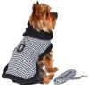 Unbranded — Classic Black White Houndstooth Harness Coat Leash Set Warm Fleece Lined Adjustable Winter Outerwear Comfortable Fit