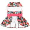 Touchdog — Blooming Blue Peach Floral Dog Dress — Bow Matching Leash Soft Seasonal Style for Spring Outings Summer Walks and Photo Moments