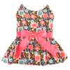 Touchdog — Blooming Blue Peach Floral Dog Dress — Bow Matching Leash Soft Seasonal Style for Spring Outings Summer Walks and Photo Moments