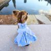 Doggie Design — Blue Daisy Dog Dress — Soft Cotton Floral Outfit with Matching Leash Safety D‑Ring Secure Fit Spring Style for Small and Medium Dogs