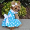Unbranded — Blue Polka Dot Dog Dress Lightweight Spring Colors Everyday Wear Matching Leash D Ring Comfortable Fit Small Medium Dogs
