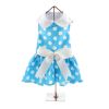 Unbranded — Blue Polka Dot Dog Dress Lightweight Spring Colors Everyday Wear Matching Leash D Ring Comfortable Fit Small Medium Dogs