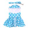 Unbranded — Blue Polka Dot Dog Dress Lightweight Spring Colors Everyday Wear Matching Leash D Ring Comfortable Fit Small Medium Dogs
