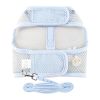 Doggie Design — Cool Lightweight Netted Mesh Harness Leash Set — Easy On Off Safety Touch Fasteners D Ring Heavy Duty Strong Comfort Summer Puppy