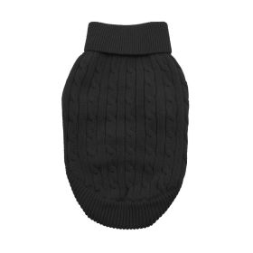 Unbranded — Combed Cotton Cable Knit Dog Sweater Warm Collar Ribbed Hems Classic Style Soft Comfortable Multiple Sizes Colors (Color: Jet Black, Size: XX-Small)