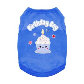 Doggie Design — Birthday Boy Dog Shirt — Festive Cotton Comfortable Party Style Lightweight Fit All Breeds All Sizes (Color: Blue, Size: X-Small)