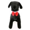 Doggie Design Adjustable Hook Loop Bow Tie Collar Set Interchangeable Red Satin Holiday Patriotic Black Silver Stripe Bows All Occasion