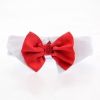 Doggie Design Adjustable Hook Loop Bow Tie Collar Set Interchangeable Red Satin Holiday Patriotic Black Silver Stripe Bows All Occasion