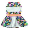 Doggie Design — Fiesta Floral Summer Dog Dress — Fashion Outfit Floral Print Cotton Bow Leash DRing Beachwear Harness Lightweight Style