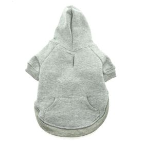 Doggie Design Flex Dog Hoodie Stretch Cotton Spandex Pullover Warm Thick Sweatshirt Kangaroo Pocket Leash Hole Winter Apparel (Color: Gray, Size: X-Small)