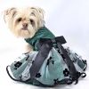 Doggie Design — Green Black Satin Dog Dress — Velvet Flowers Classic Bow DRing Elegant Apparel Seasonal Outings Photo Moments Lightweight Style