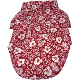 Doggie Design — Hawaiian Camp Shirt — 100 Percent Cotton Tropical Print Button Up Lightweight Summer Apparel Leash Hole Multiple Sizes Styles (Color: Aloha Red, Size: XX-Small)