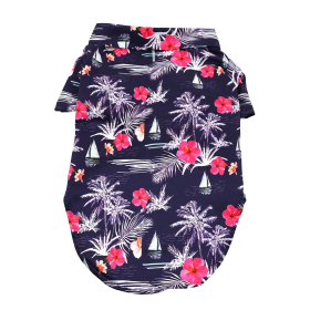 Doggie Design — Hawaiian Camp Shirt — 100 Percent Cotton Tropical Print Button Up Lightweight Summer Apparel Leash Hole Multiple Sizes Styles (Color: Moonlight Sails, Size: XX-Small)