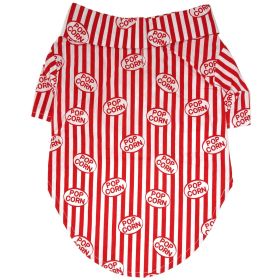 Doggie Design — Hawaiian Camp Shirt — 100 Percent Cotton Tropical Print Button Up Lightweight Summer Apparel Leash Hole Multiple Sizes Styles (Color: Movie Theater Popcorn Box, Size: XX-Small)