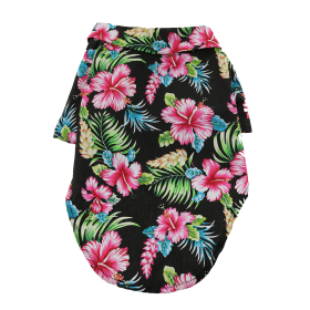 Doggie Design — Hawaiian Camp Shirt — 100 Percent Cotton Tropical Print Button Up Lightweight Summer Apparel Leash Hole Multiple Sizes Styles (Color: Paradise Nights, Size: XX-Small)