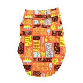Doggie Design Hawaiian Camp Shirt 100 Percent Cotton Tropical Print Button Up (Color: Tiki, Size: X-Small)
