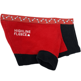 Doggie Design Highline Fleece Step In Dog Coat Adjustable Touch Fastener Closure Warm Pullover Lightweight Winter Multiple Options (Color: Red and Black with Rolling Bones, Size: Size 8)
