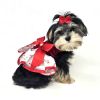 Doggie Design Red Velvet Christmas Dress Belt Fur Trim Leash Holiday Party Set